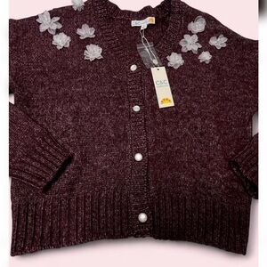 New Burgundy button on sweater